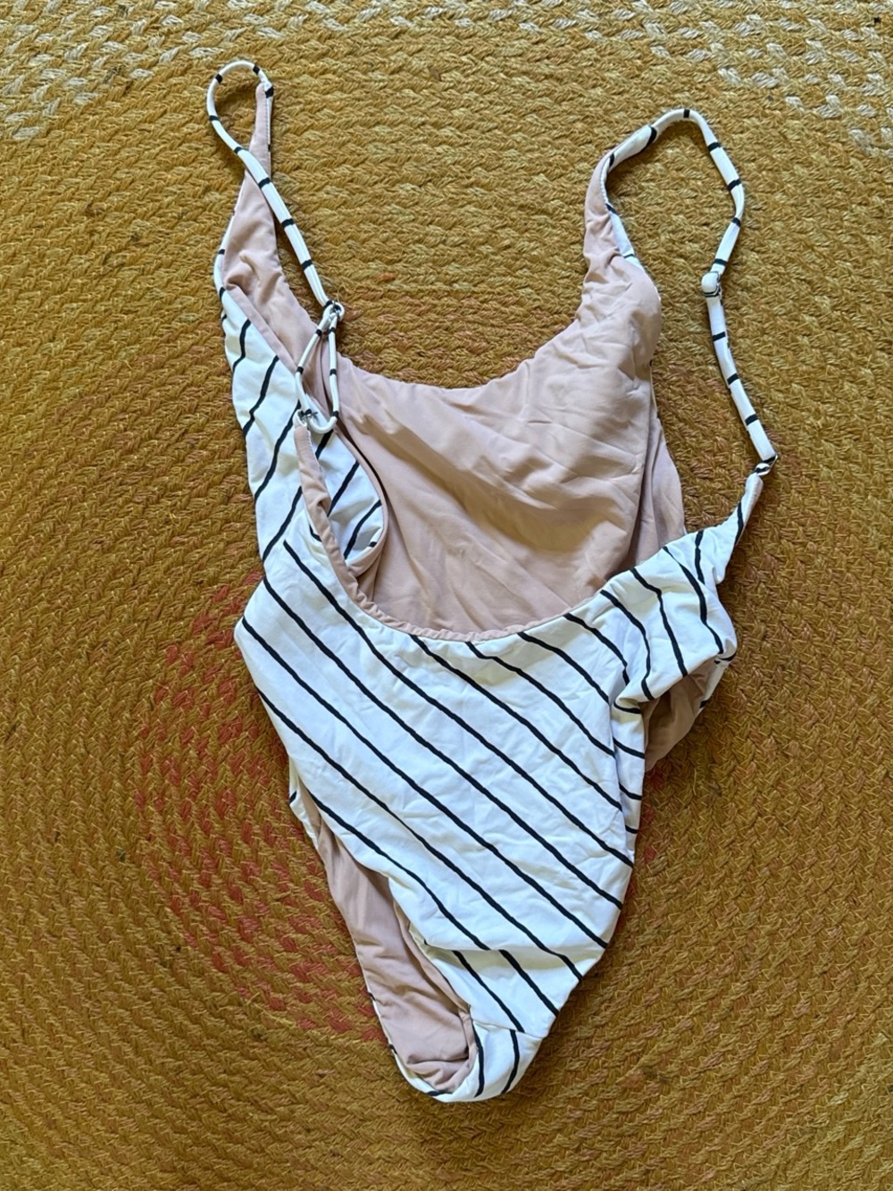 Volcom Pink and White Striped One-Piece Swimsuit